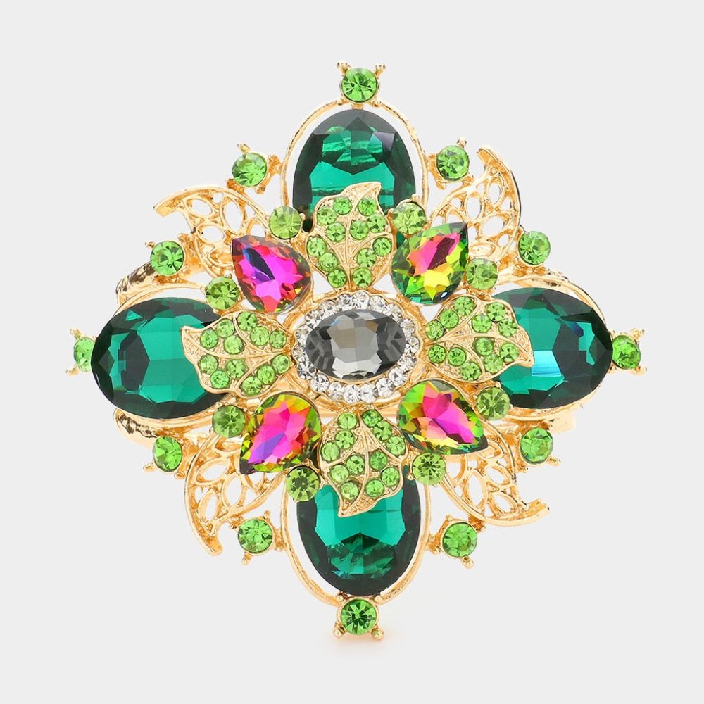 Green and Gold Floral Bracelet